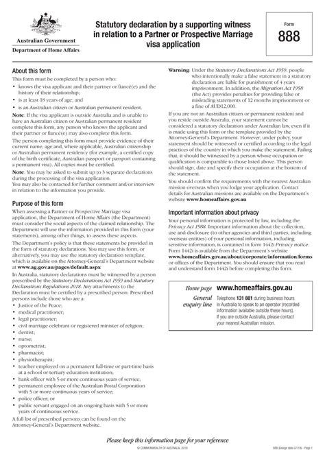 form 888 witness|form 888 visa australia.